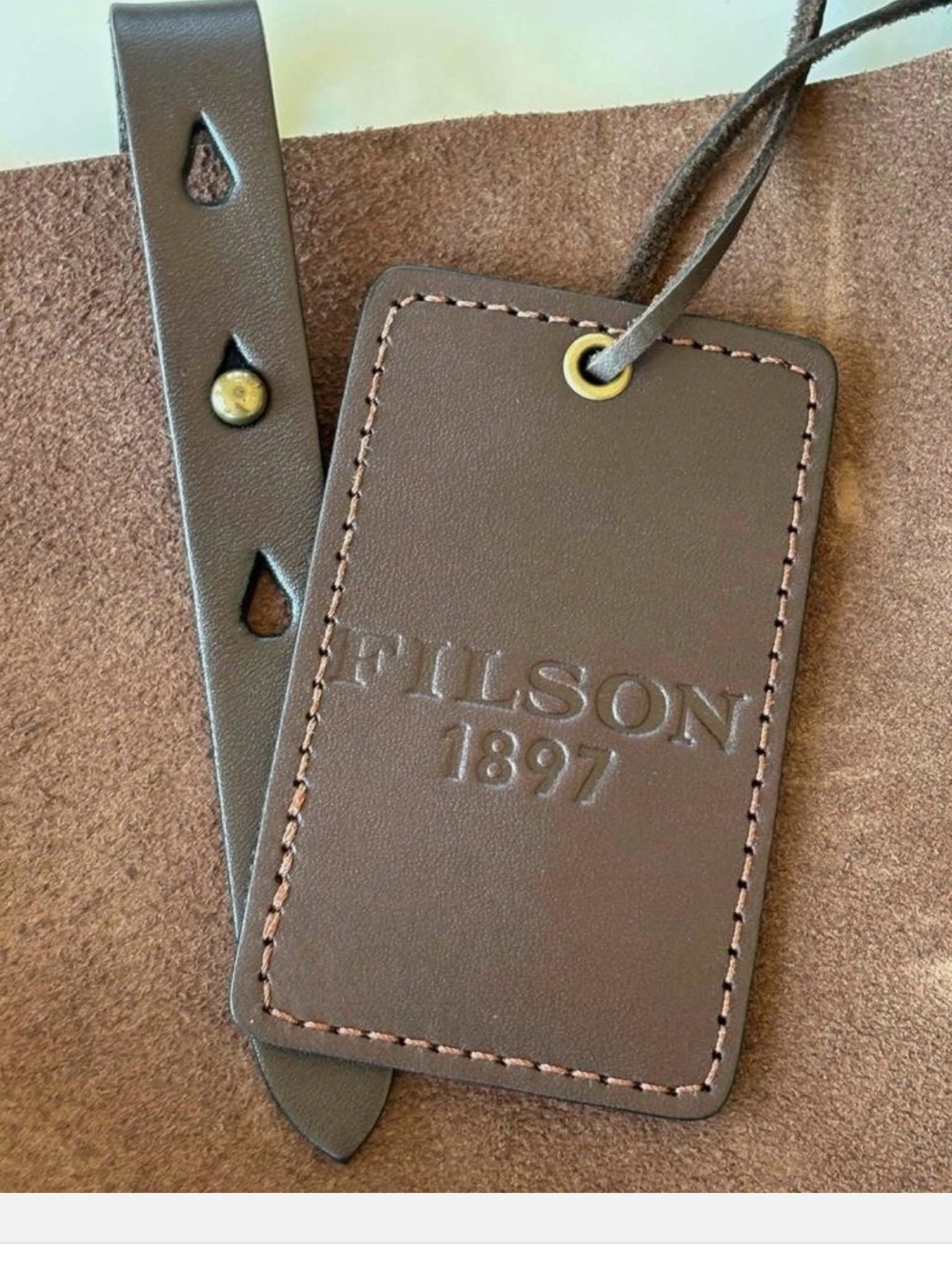 Filson Suede Top Handle Tote Bag in Dark Brown - Picture 10 of 15